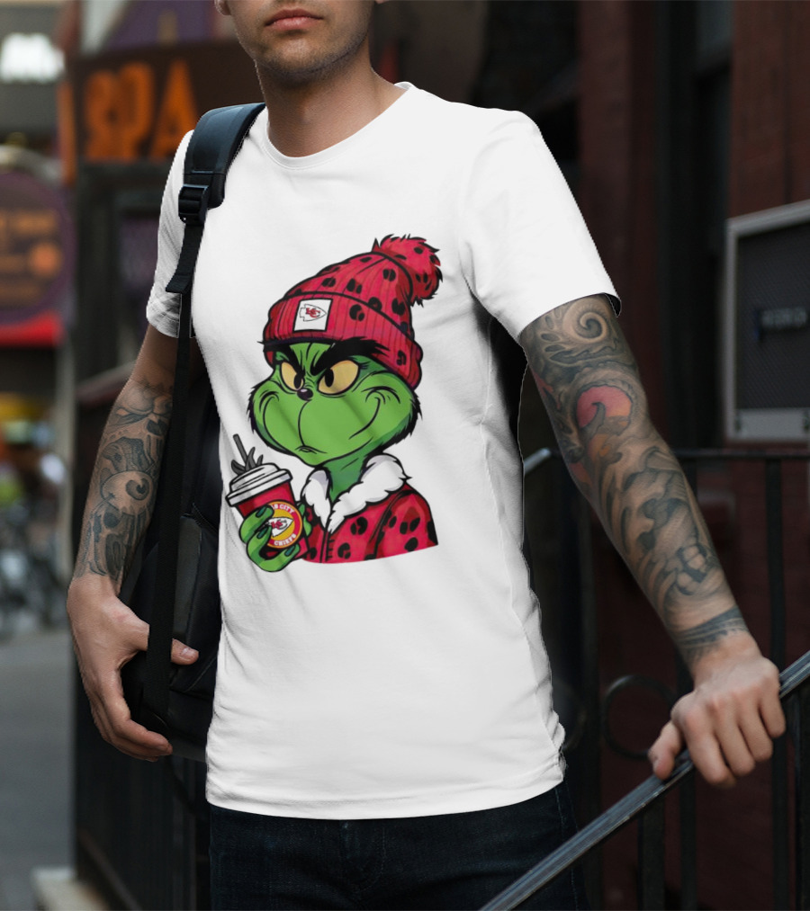 Grinch Kansas City Chiefs Leopard Print Coffee Cup T-Shirt