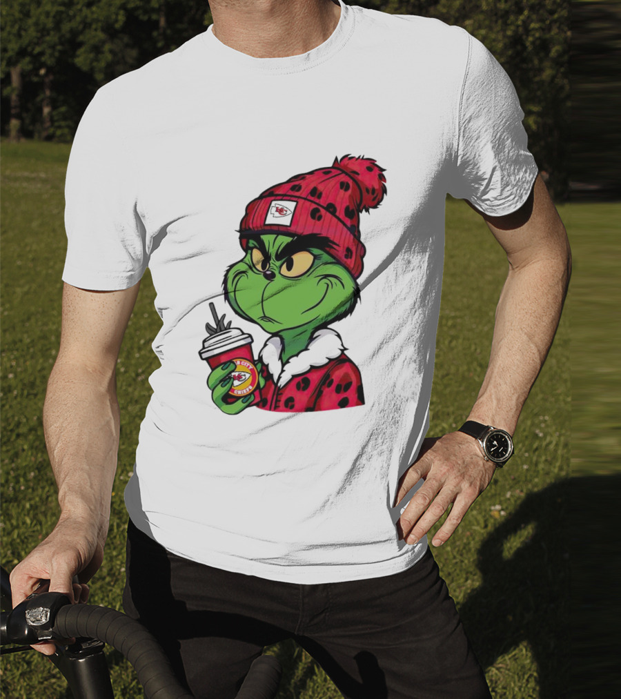 Grinch Kansas City Chiefs Leopard Print Coffee Cup T-Shirt