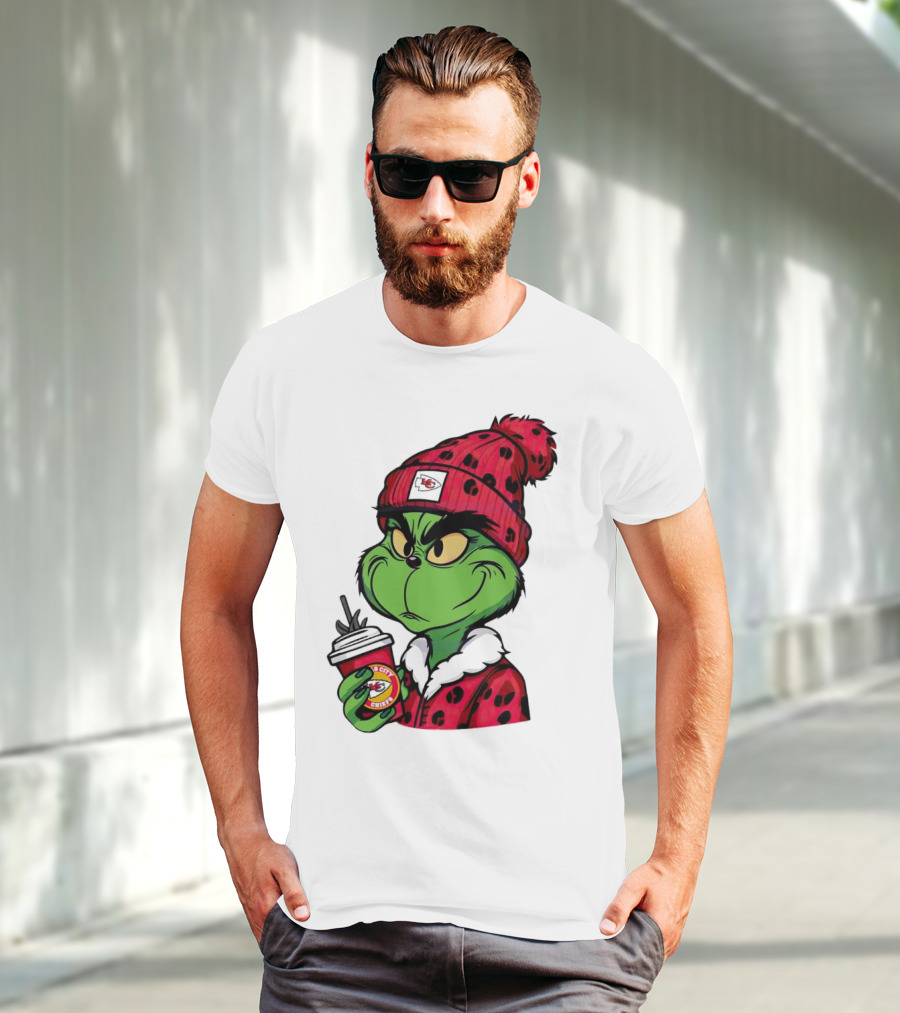 Grinch Kansas City Chiefs Leopard Print Coffee Cup T-Shirt