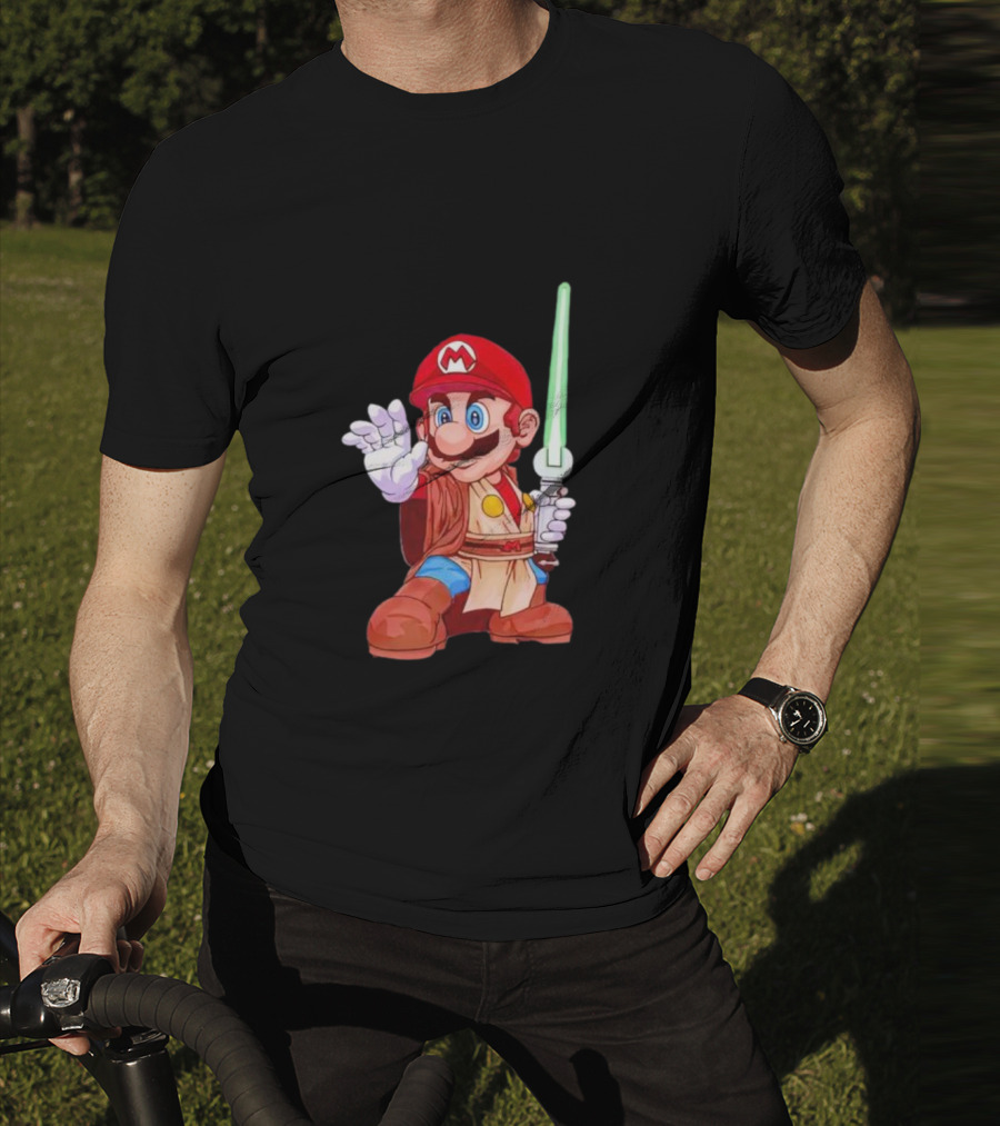 Mario Jedi Star Wars Crossover With Lightsaber T-Shirt