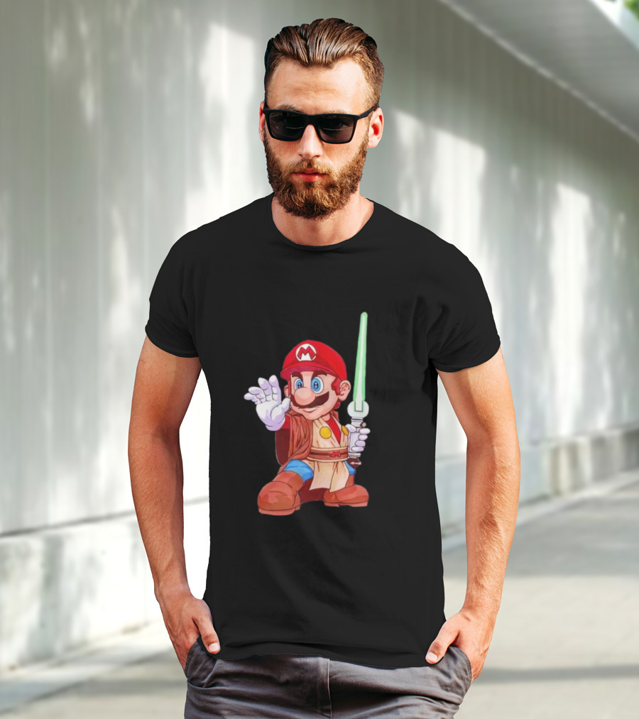 Mario Jedi Star Wars Crossover With Lightsaber T-Shirt