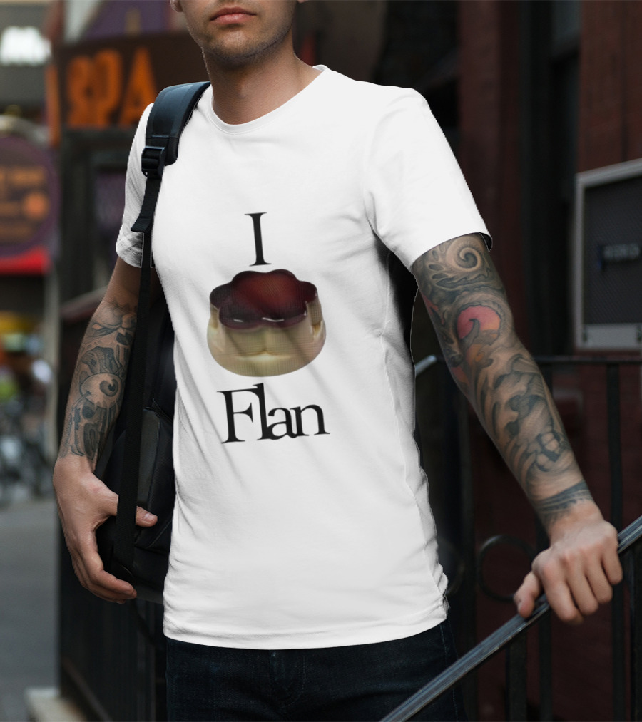 Men's I Love Flan Dessert Enthusiast T-Shirt