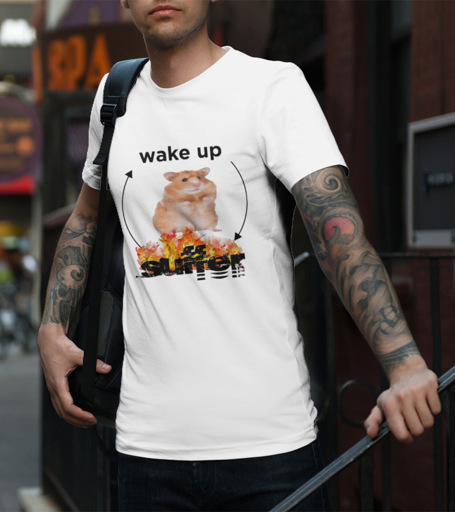 Wake Up Suffer Mouse Fire Cycle Humor T-Shirt