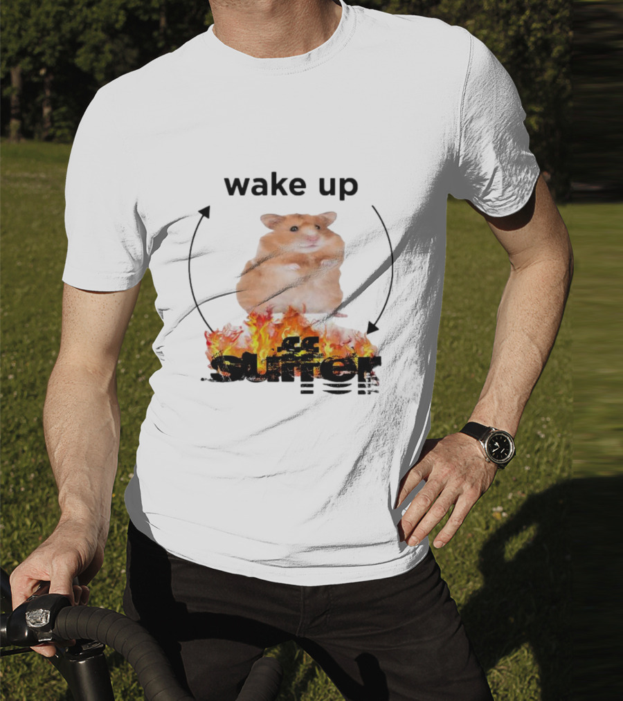 Wake Up Suffer Mouse Fire Cycle Humor T-Shirt