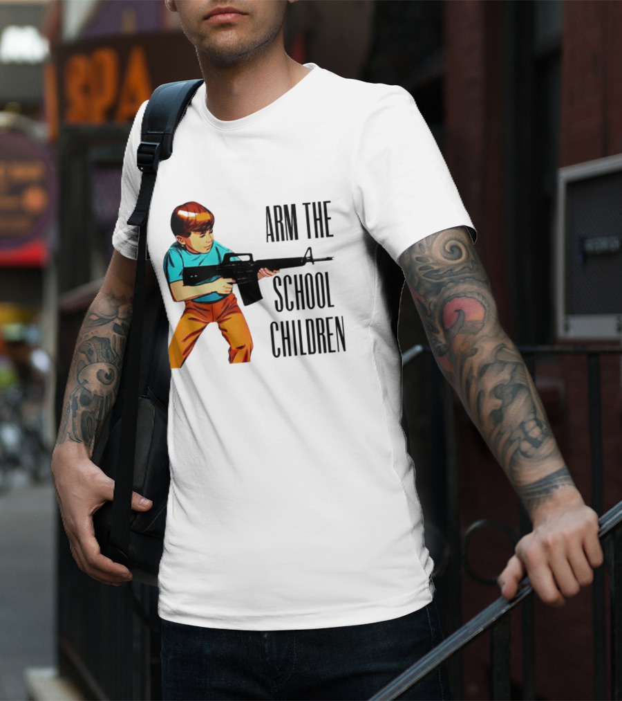 Arm The School Children Vintage Style Boy With Rifle T-Shirt