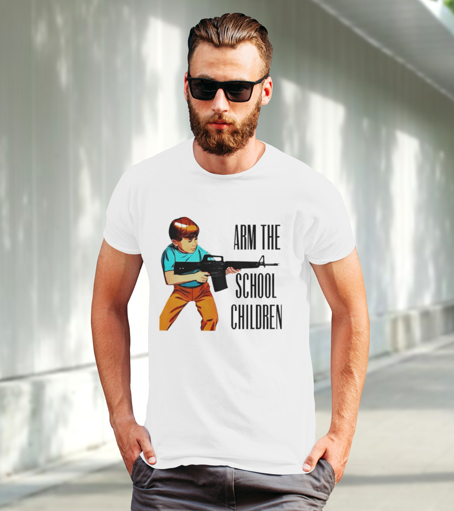 Arm The School Children Vintage Style Boy With Rifle T-Shirt