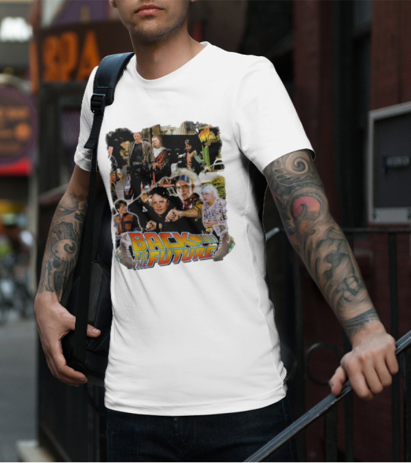 Back To The Future Movie Collage Iconic Characters And Scenes T-Shirt