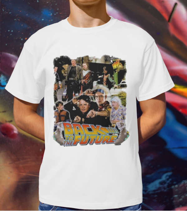 Back To The Future Movie Collage Iconic Characters And Scenes T-Shirt
