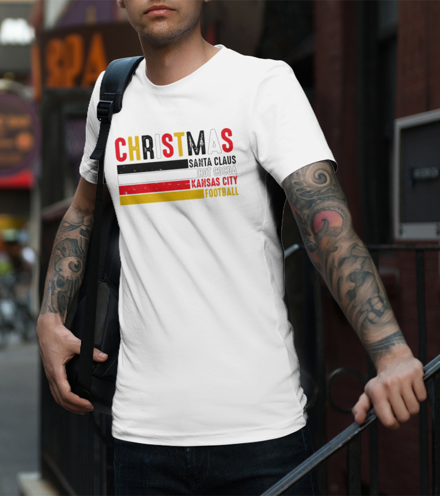 Christmas Santa Claus Hot Cocoa Kansas City Football T-Shirt