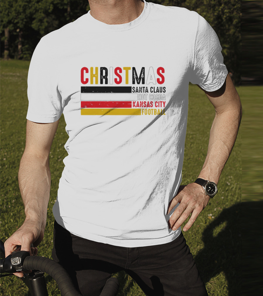 Christmas Santa Claus Hot Cocoa Kansas City Football T-Shirt
