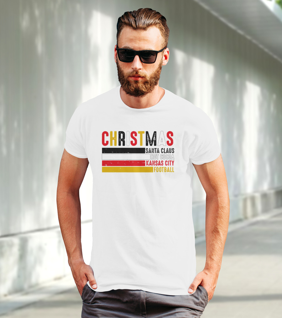 Christmas Santa Claus Hot Cocoa Kansas City Football T-Shirt