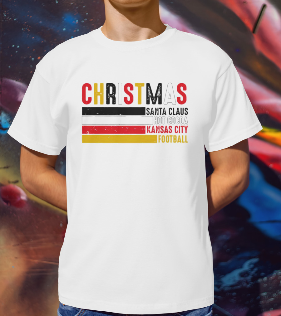 Christmas Santa Claus Hot Cocoa Kansas City Football T-Shirt