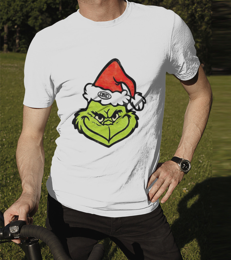 Grinch Christmas DND Santa Hat Image T-Shirt