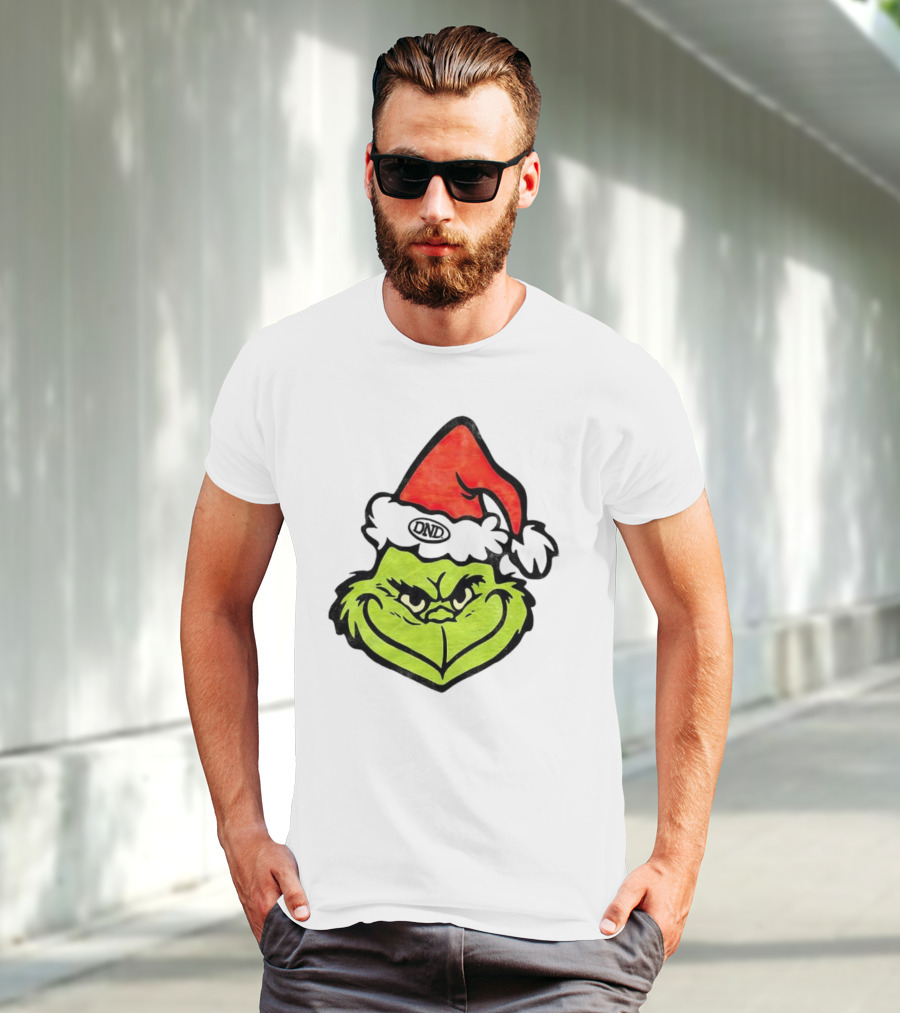 Grinch Christmas DND Santa Hat Image T-Shirt