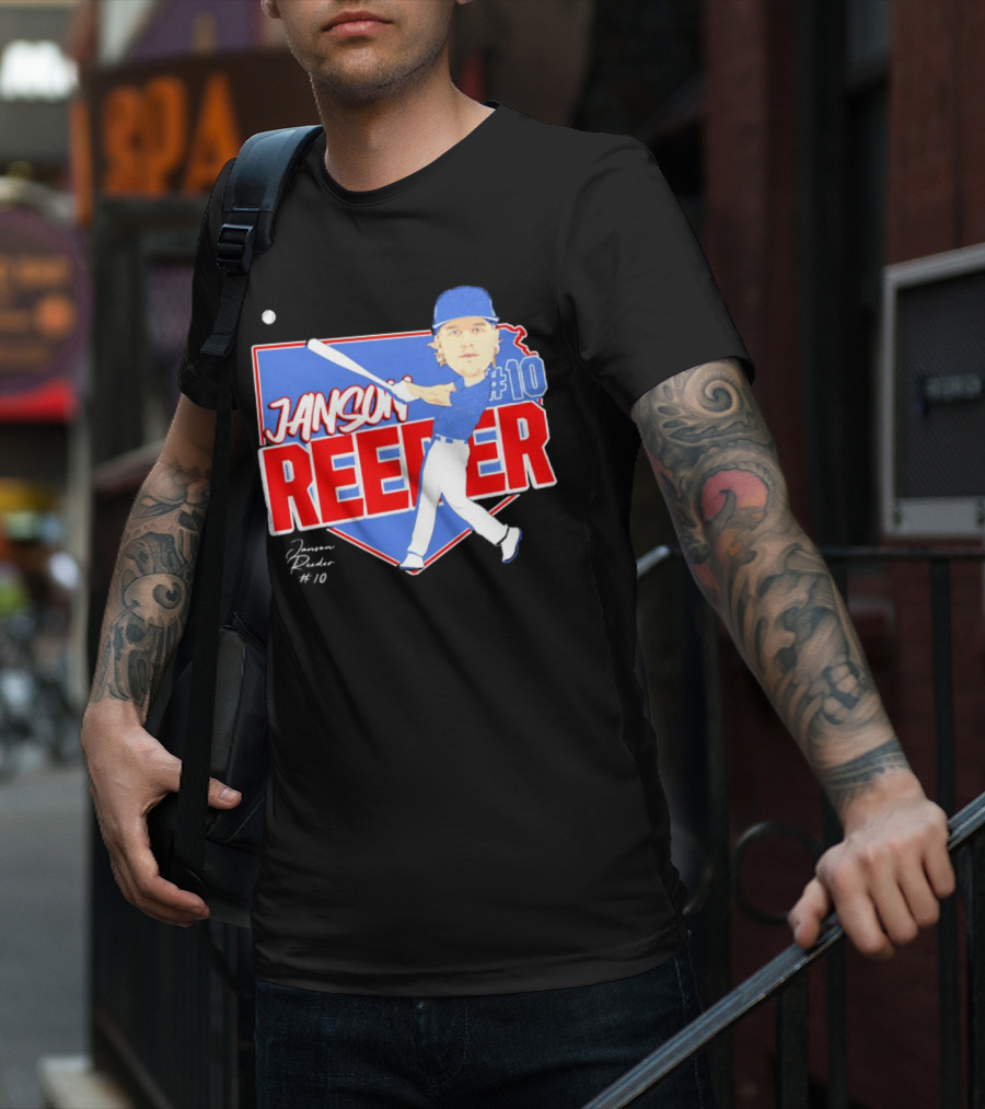 Janson Reeder #10 Baseball Cartoon Map Signature T-Shirt