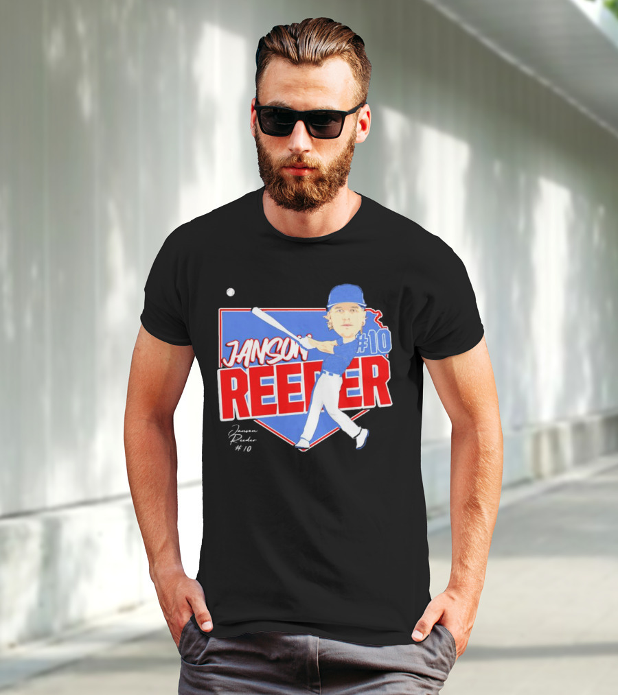 Janson Reeder #10 Baseball Cartoon Map Signature T-Shirt