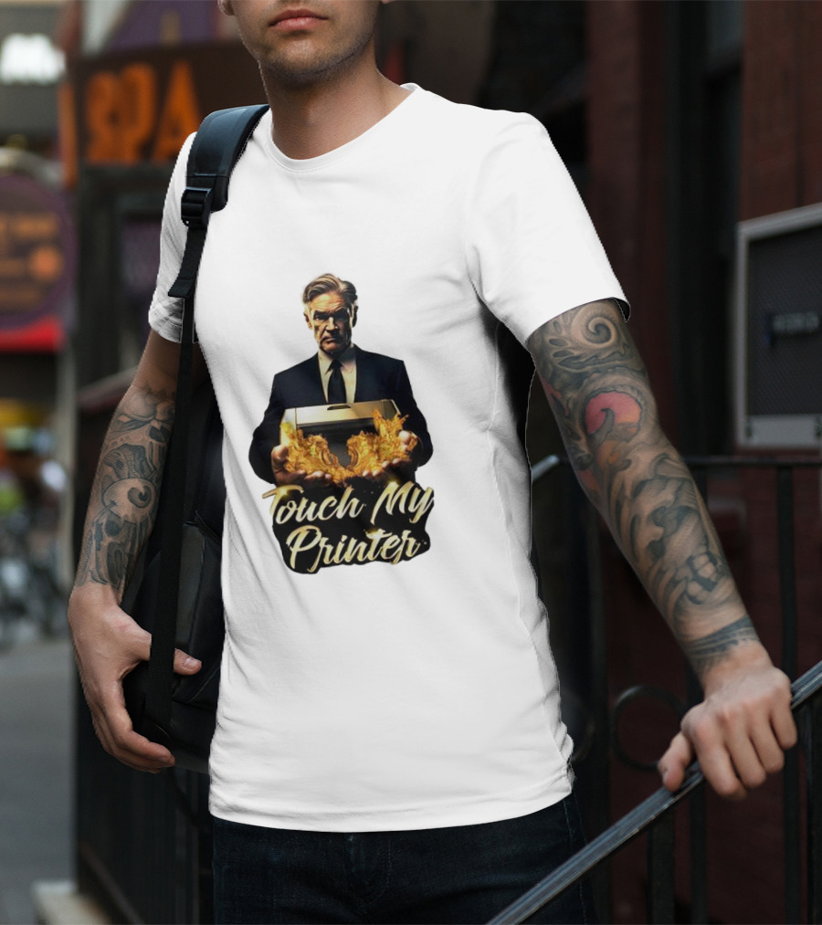 Jerome Powell Touch My Printer Flames Money T-Shirt