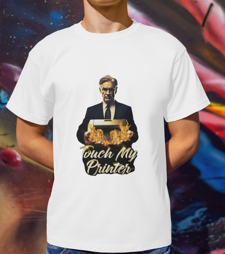 Jerome Powell Touch My Printer Flames Money T-Shirt