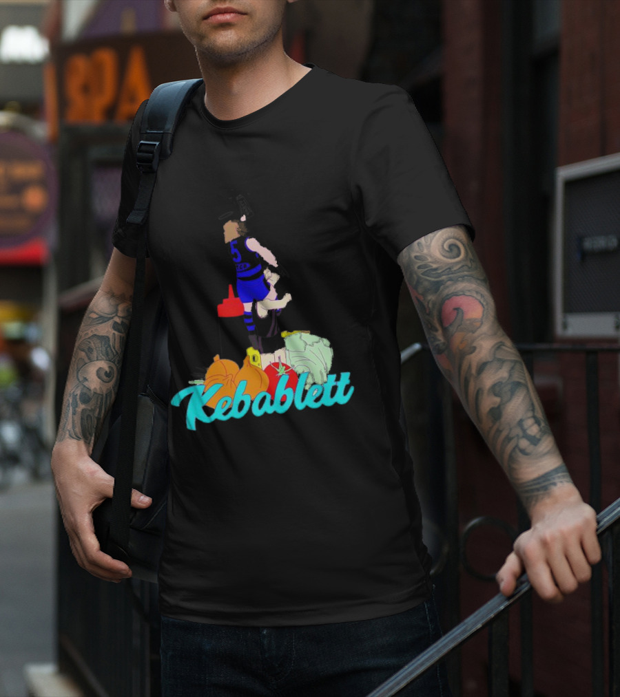 Kebablett Jumping Sports Cartoon With Ingredients T-Shirt