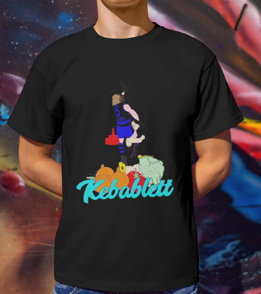 Kebablett Jumping Sports Cartoon With Ingredients T-Shirt