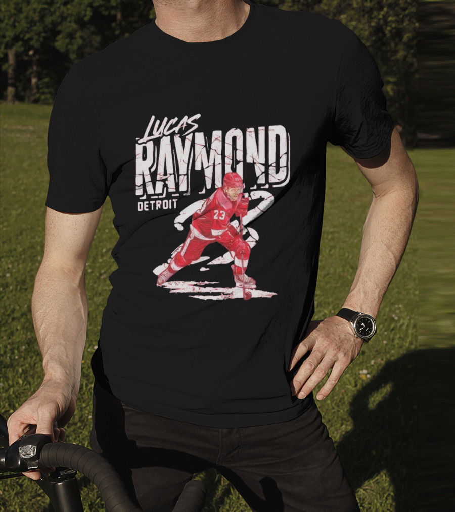 Lucas Raymond Detroit Hockey Player 23 Dynamic Action T-Shirt