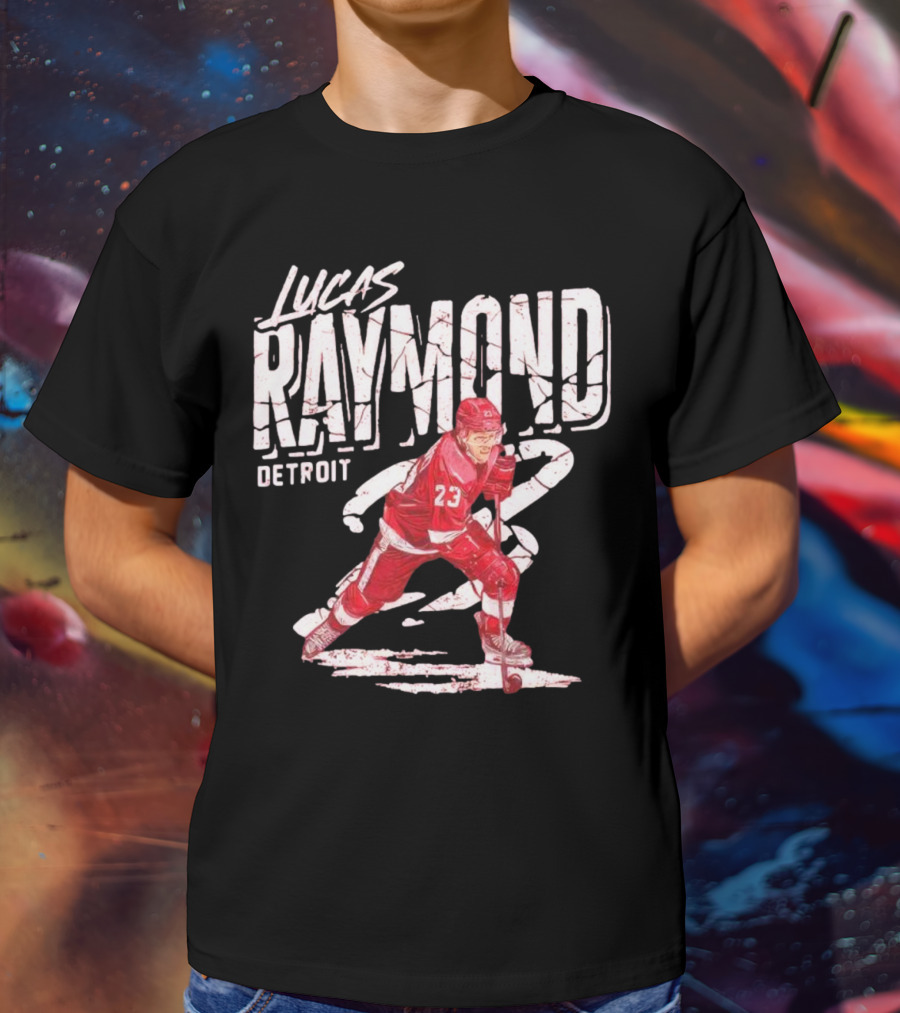 Lucas Raymond Detroit Hockey Player 23 Dynamic Action T-Shirt