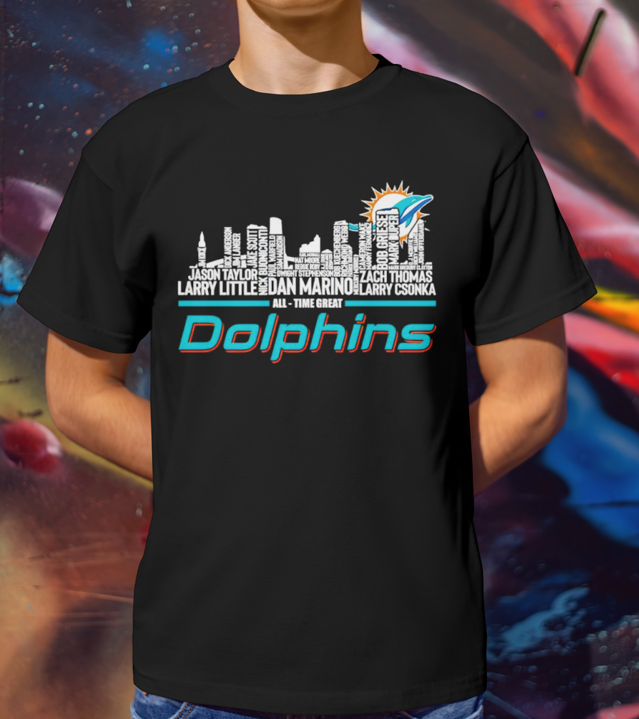 Miami Dolphins Dan Marino Larry Csonka Larry Little Legends All-Time Great City Names T-Shirt