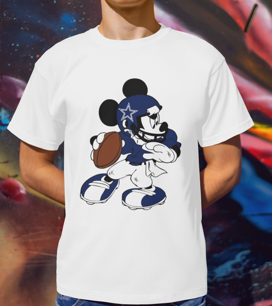 Mickey Mouse Dallas Cowboys Football Quarterback T-Shirt