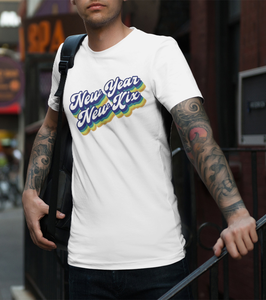 New Year New Kix Retro Colorful Script T-Shirt