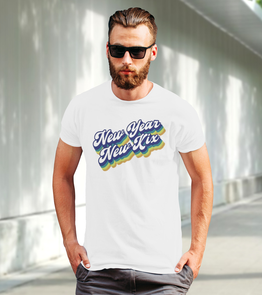 New Year New Kix Retro Colorful Script T-Shirt