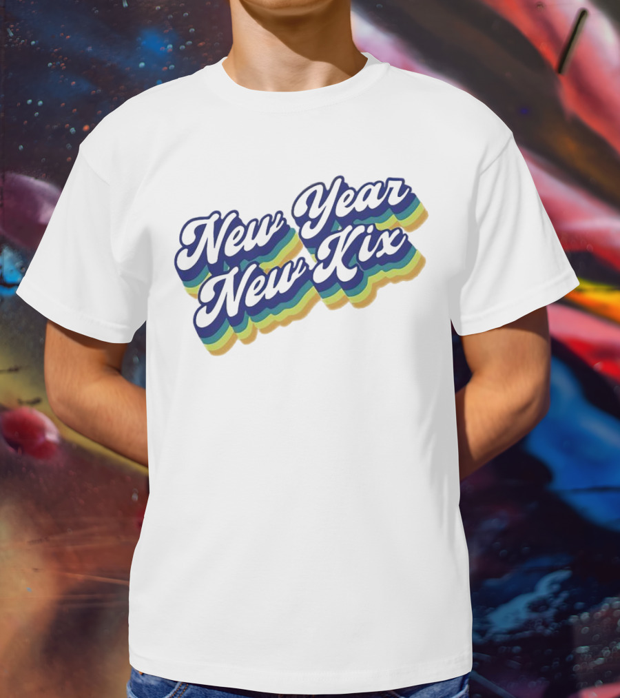 New Year New Kix Retro Colorful Script T-Shirt