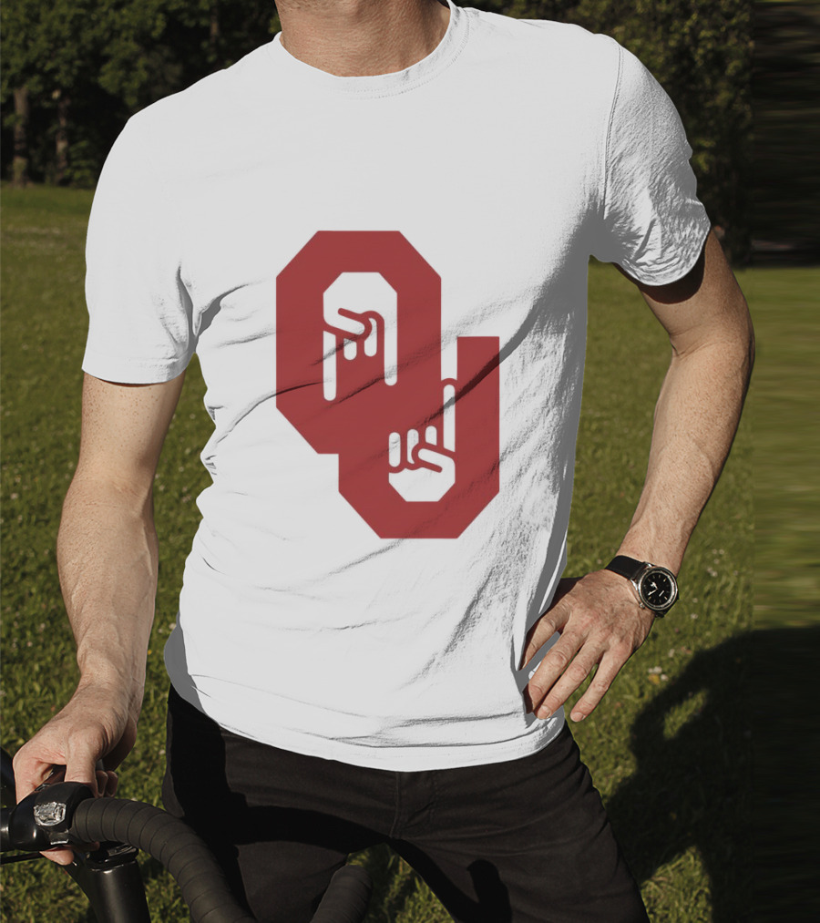 Oklahoma Sooners Logo With Horns Down Hand Gesture T-Shirt