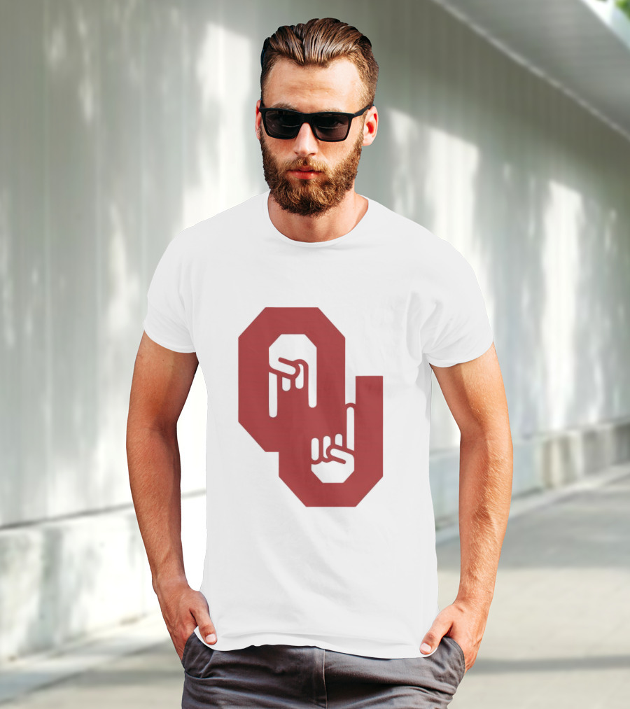 Oklahoma Sooners Logo With Horns Down Hand Gesture T-Shirt