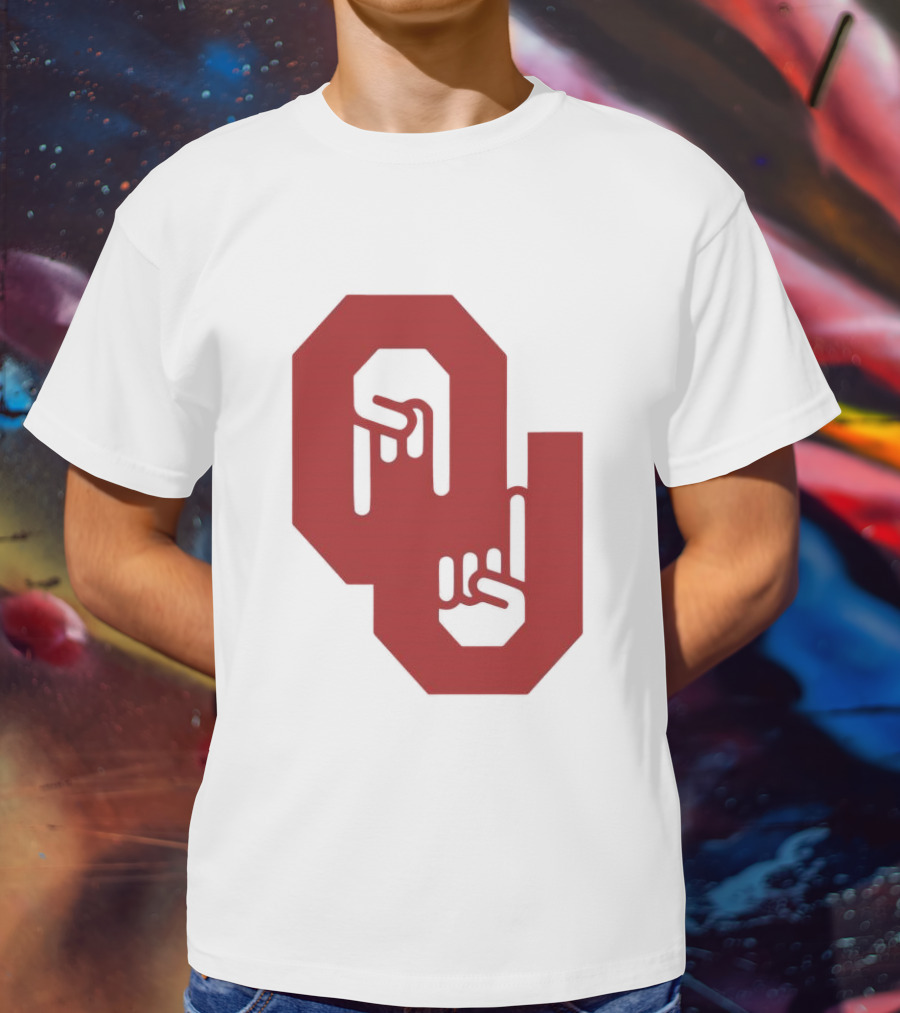 Oklahoma Sooners Logo With Horns Down Hand Gesture T-Shirt