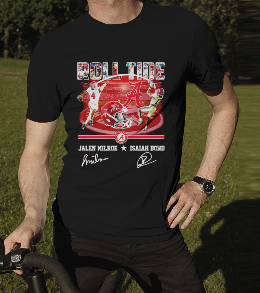 ROLL TIDE Alabama Crimson Tide Jalen Milroe Isaiah Bond T-Shirt