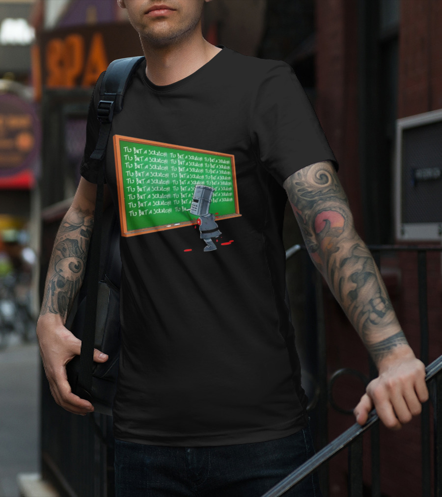 Tis But A Scratch Detention Blackboard Scribbles T-Shirt