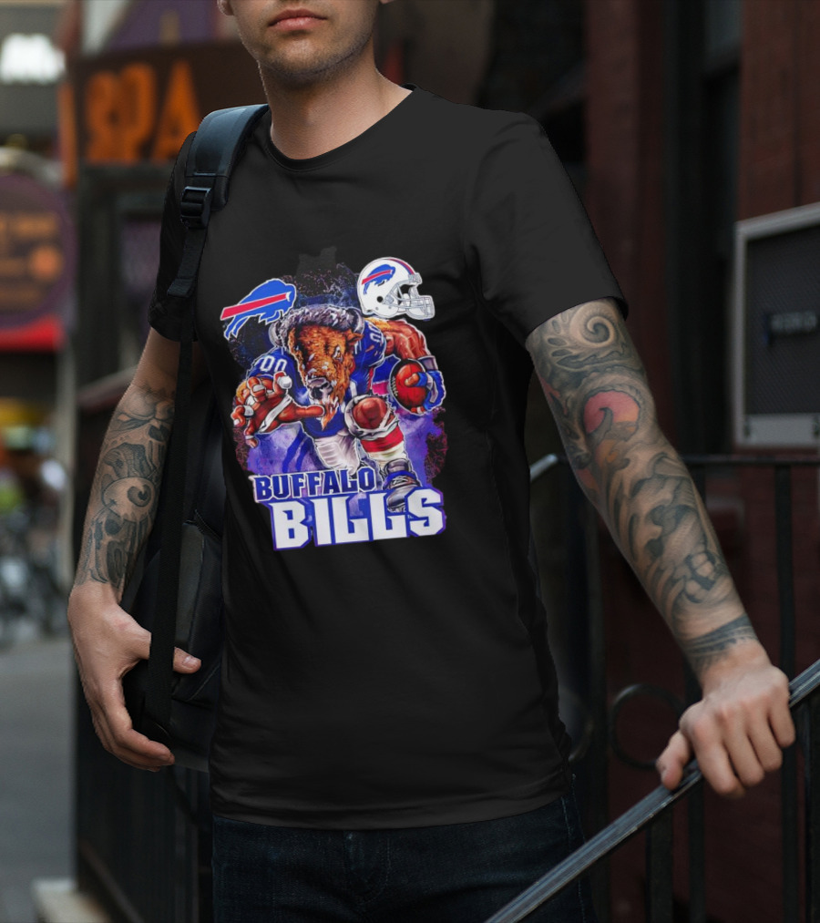 Buffalo Bills Charging Mascot With Helmet T-Shirt