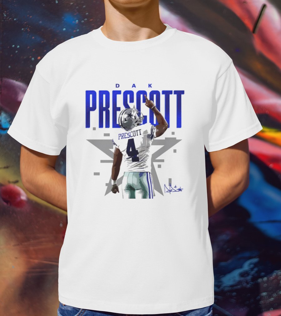 Dak Prescott Dallas Cowboys Number 4 Signature Star T-Shirt