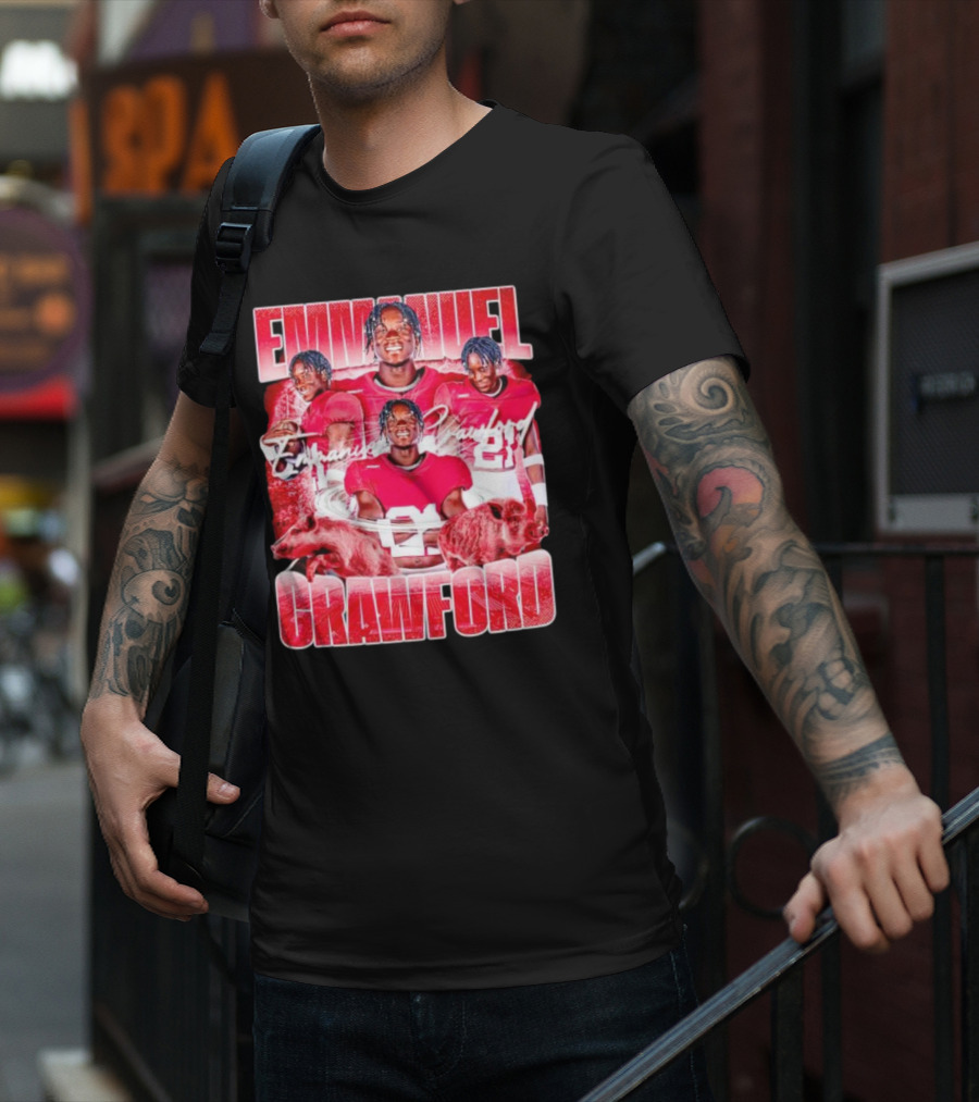 Emmanuel Crawford Arkansas Razorbacks Football Vintage Retro Collage T-Shirt