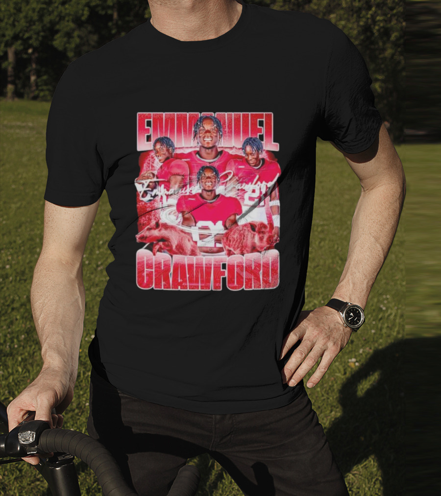 Emmanuel Crawford Arkansas Razorbacks Football Vintage Retro Collage T-Shirt