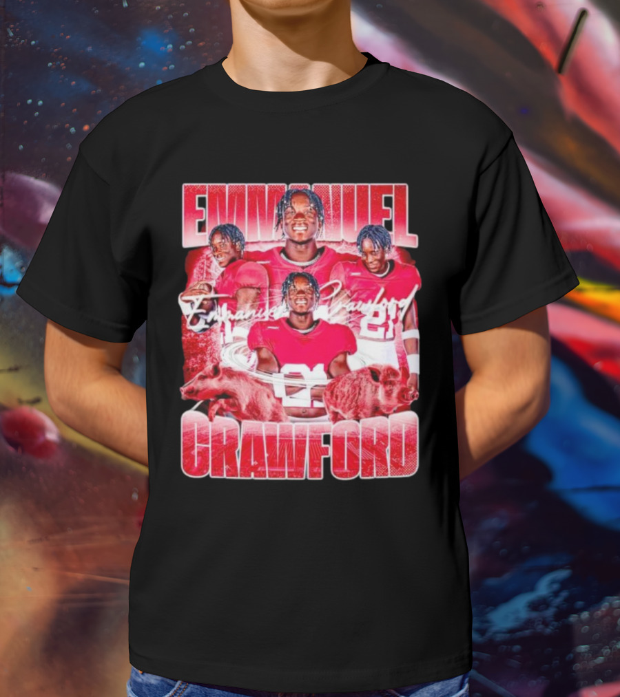Emmanuel Crawford Arkansas Razorbacks Football Vintage Retro Collage T-Shirt