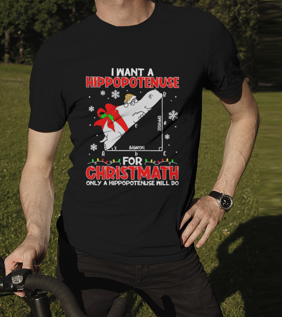 I Want A Hippopotenuse For Christmath Christmas Only A Hippopotenuse Will Do T-Shirt