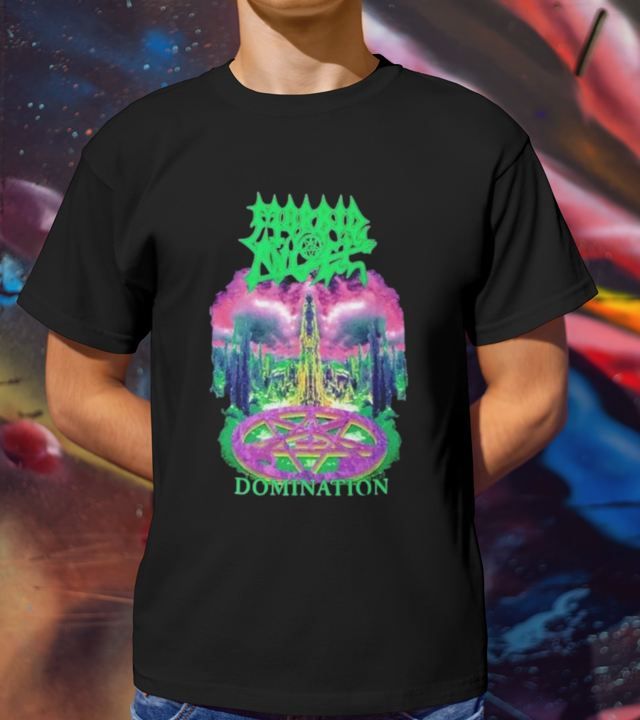 Morbid Angel Domination Pentagram Psychedelic Landscape Iconic T-Shirt