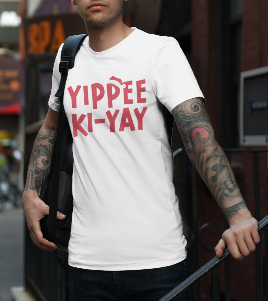 Yippee Ki-Yay Christmas Holiday Santa Hat T-Shirt