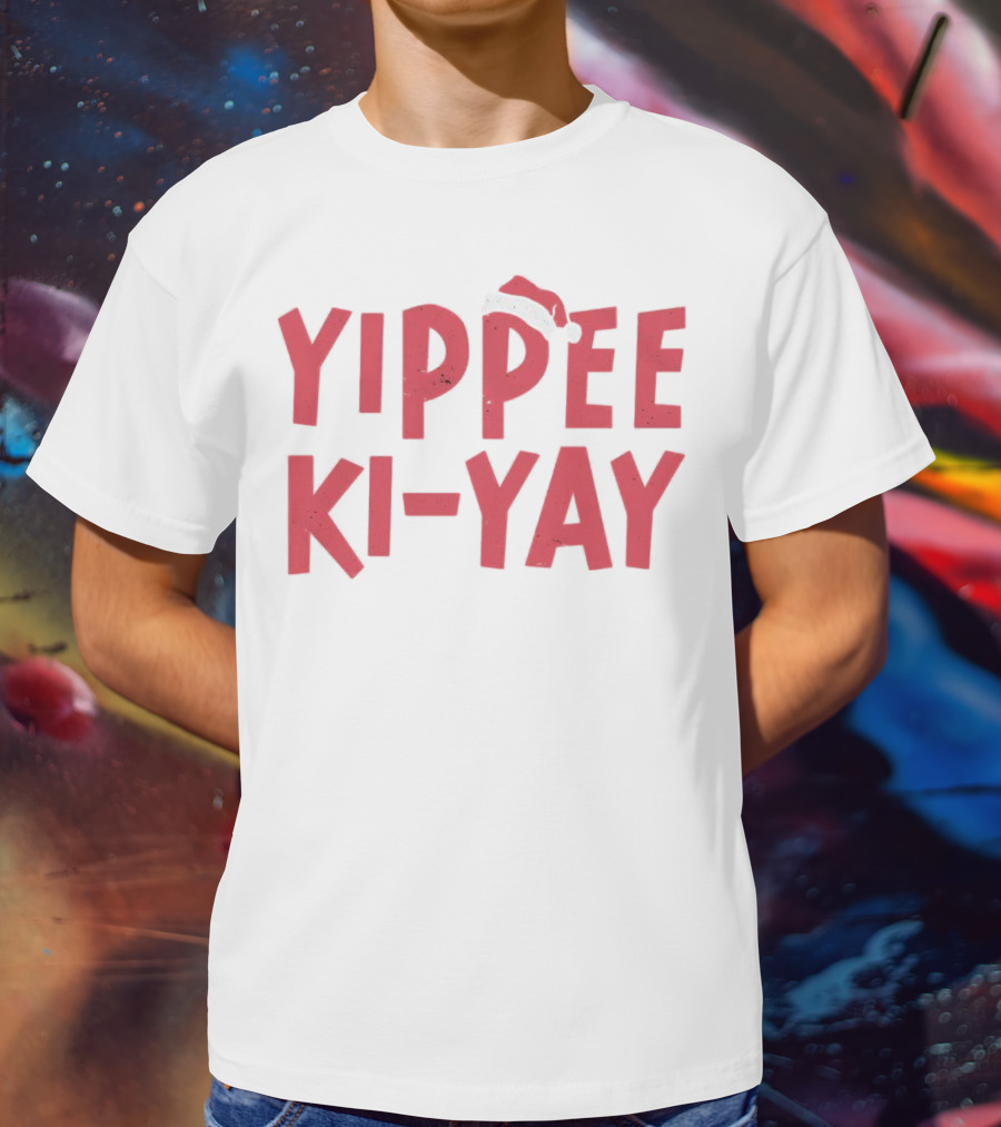 Yippee Ki-Yay Christmas Holiday Santa Hat T-Shirt