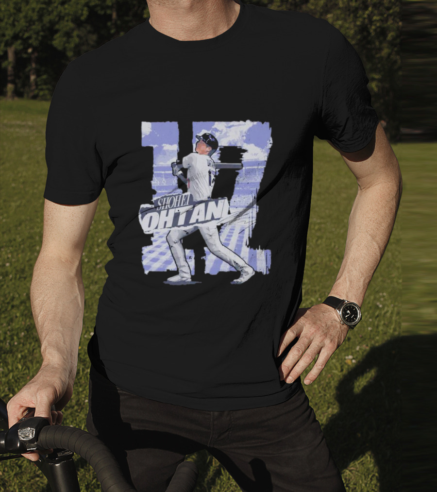 Shohei Ohtani Baseball Cartoon 17 Signature T-Shirt