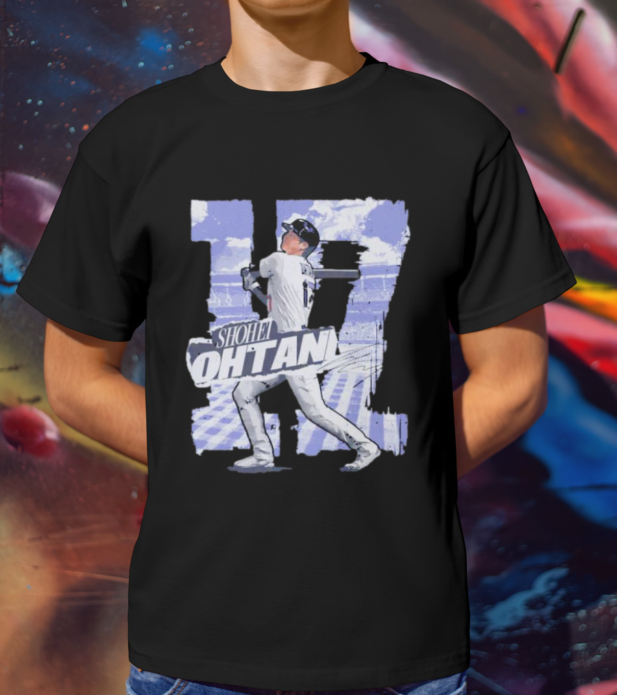 Shohei Ohtani Baseball Cartoon 17 Signature T-Shirt