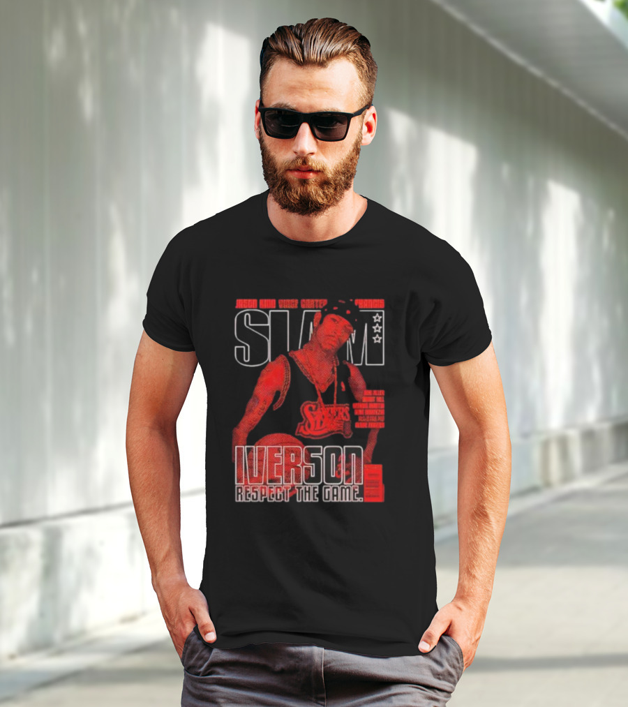 Slam Magazine Allen Iverson Sixers Respect The Game Mural T-Shirt