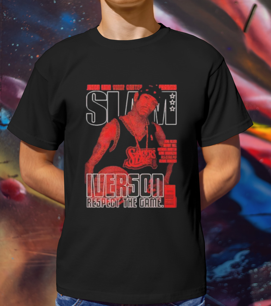 Slam Magazine Allen Iverson Sixers Respect The Game Mural T-Shirt