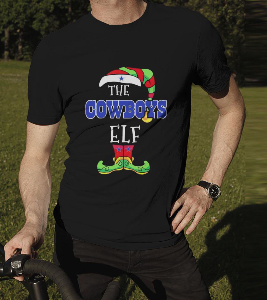 The Cowboys Elf Christmas Holiday Hat And Boots T-Shirt